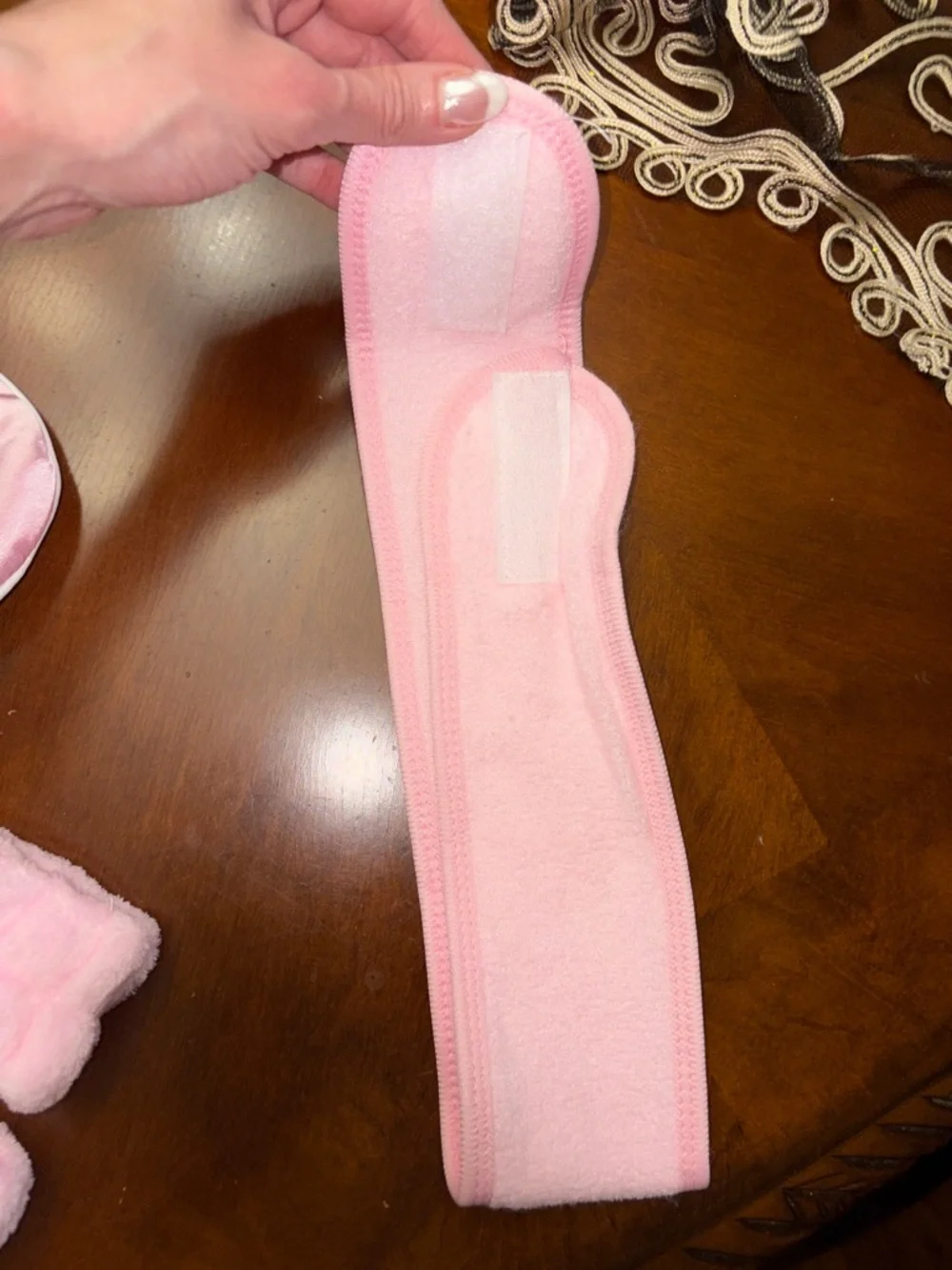 Kids Pink Spa Hair Accessory Set - Soft Headbands & Eye Mask